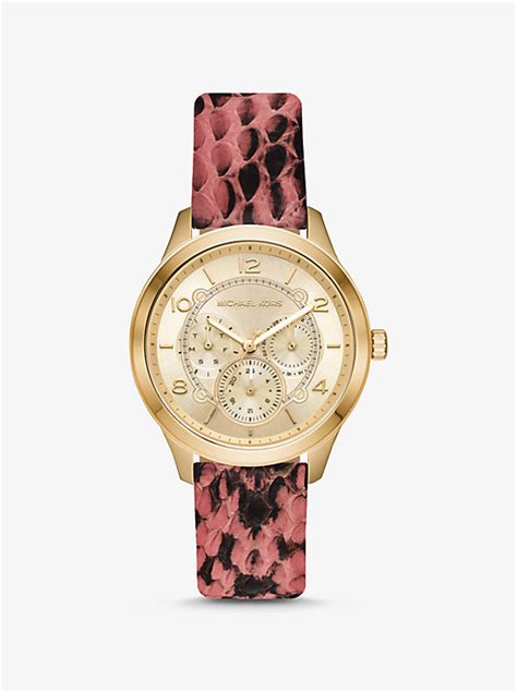 michael kors runway snake-embossed leather watch strap|Runway Snake.